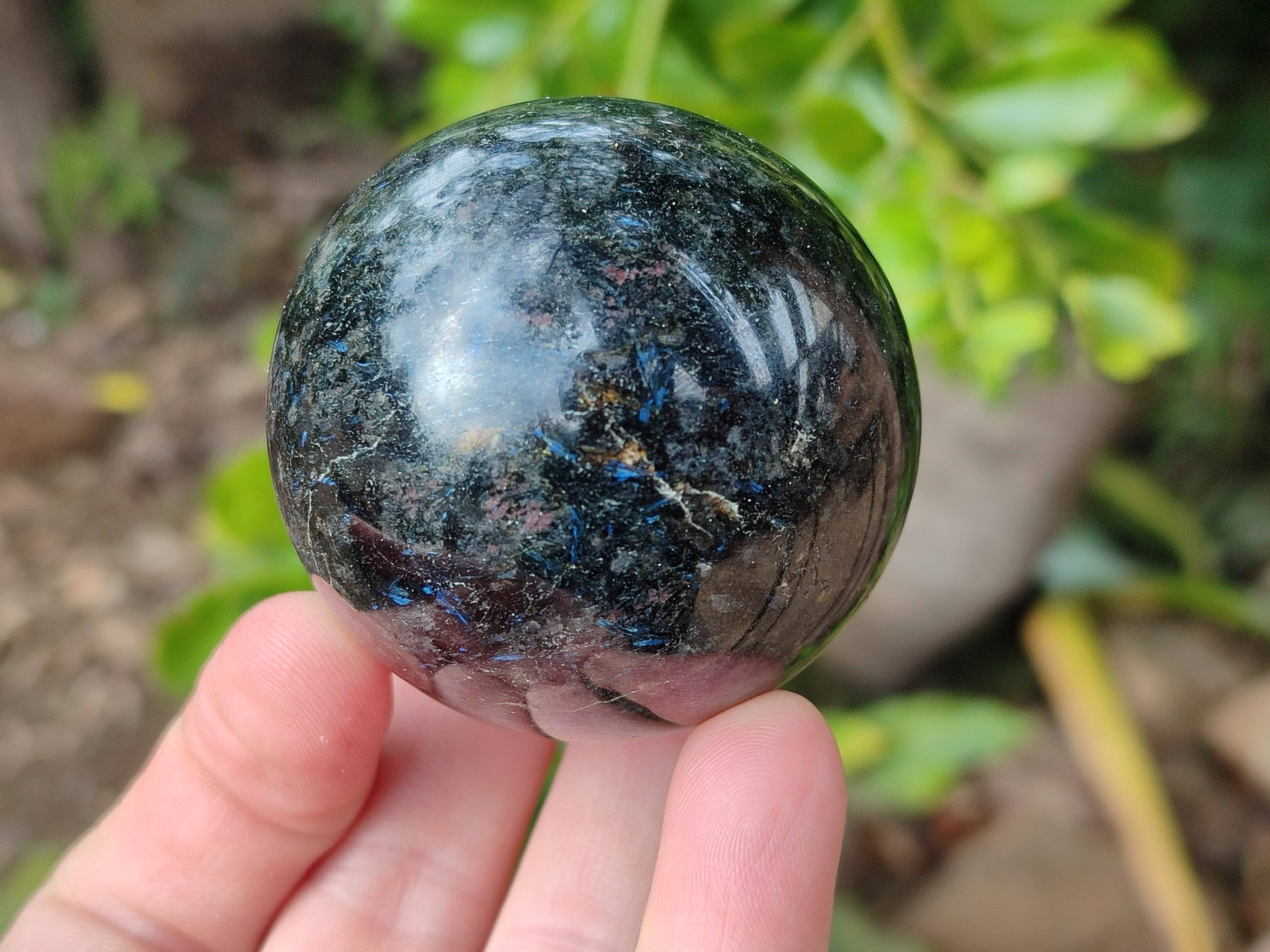 Polished Blue Spark Iolite Spheres x 3 From Ambatofinandrahana, Madagascar - Toprock Gemstones and Minerals 