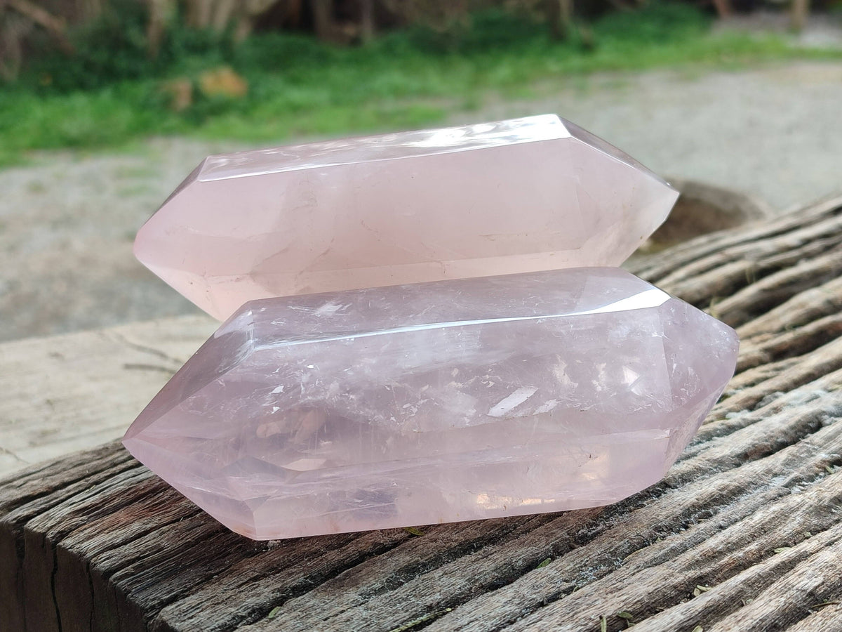 Polished Double Terminated Rose Quartz Points x 4 From Madagascar - Toprock Gemstones and Minerals 