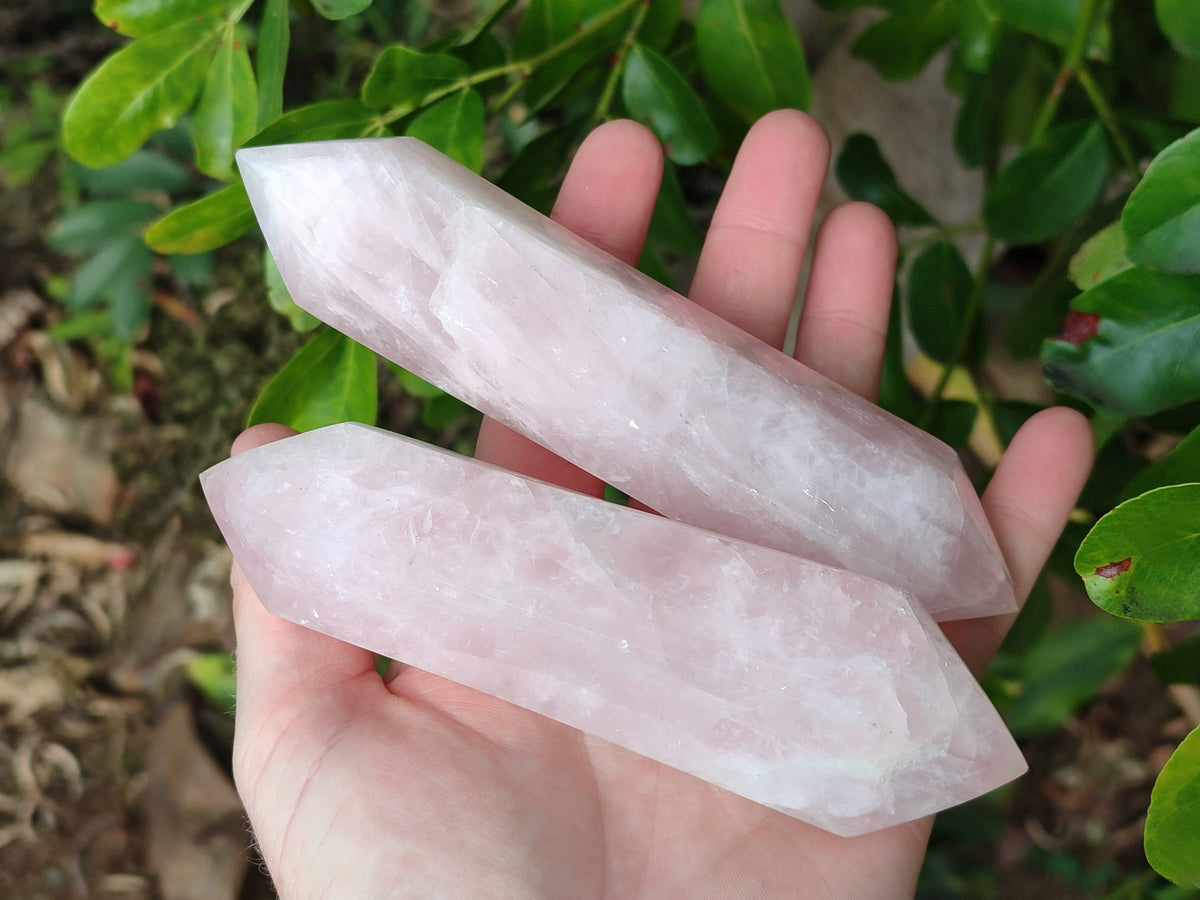 Polished Double Terminated Rose Quartz Points x 4 From Madagascar - Toprock Gemstones and Minerals 
