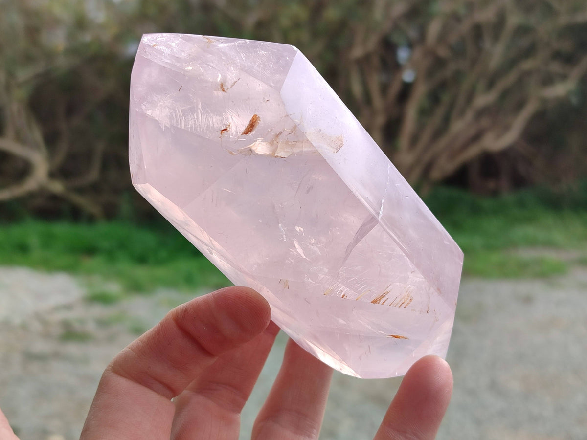 Polished Double Terminated Rose Quartz Points x 4 From Madagascar - Toprock Gemstones and Minerals 