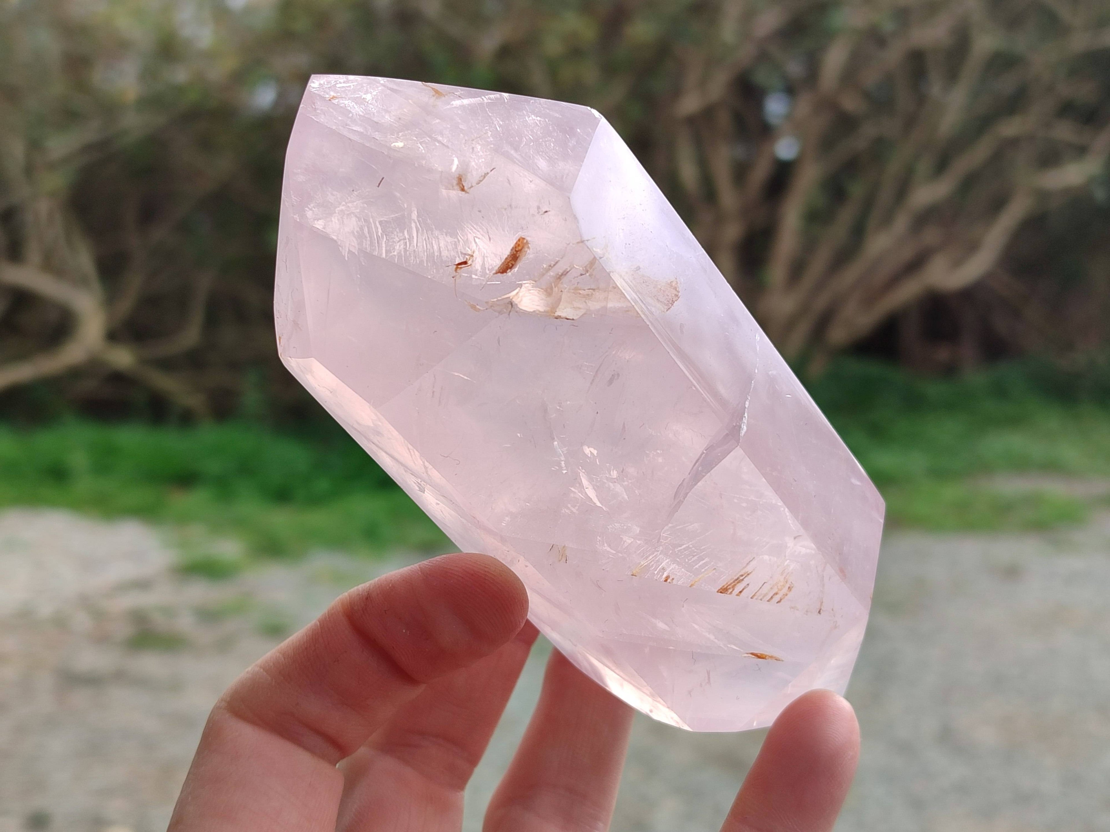 Polished Double Terminated Rose Quartz Points x 4 From Madagascar - Toprock Gemstones and Minerals 