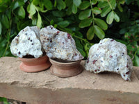 Natural Red Pyrope Garnet Crystals in Quartz Feldspar Matrix x 15 From Namibia