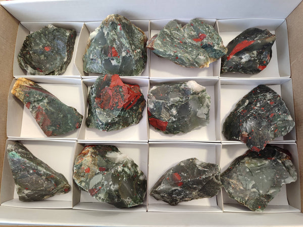 Natural Bloodstone Cobbed Specimens x 12 From Swaziland