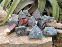 Natural Bloodstone Cobbed Specimens x 12 From Swaziland