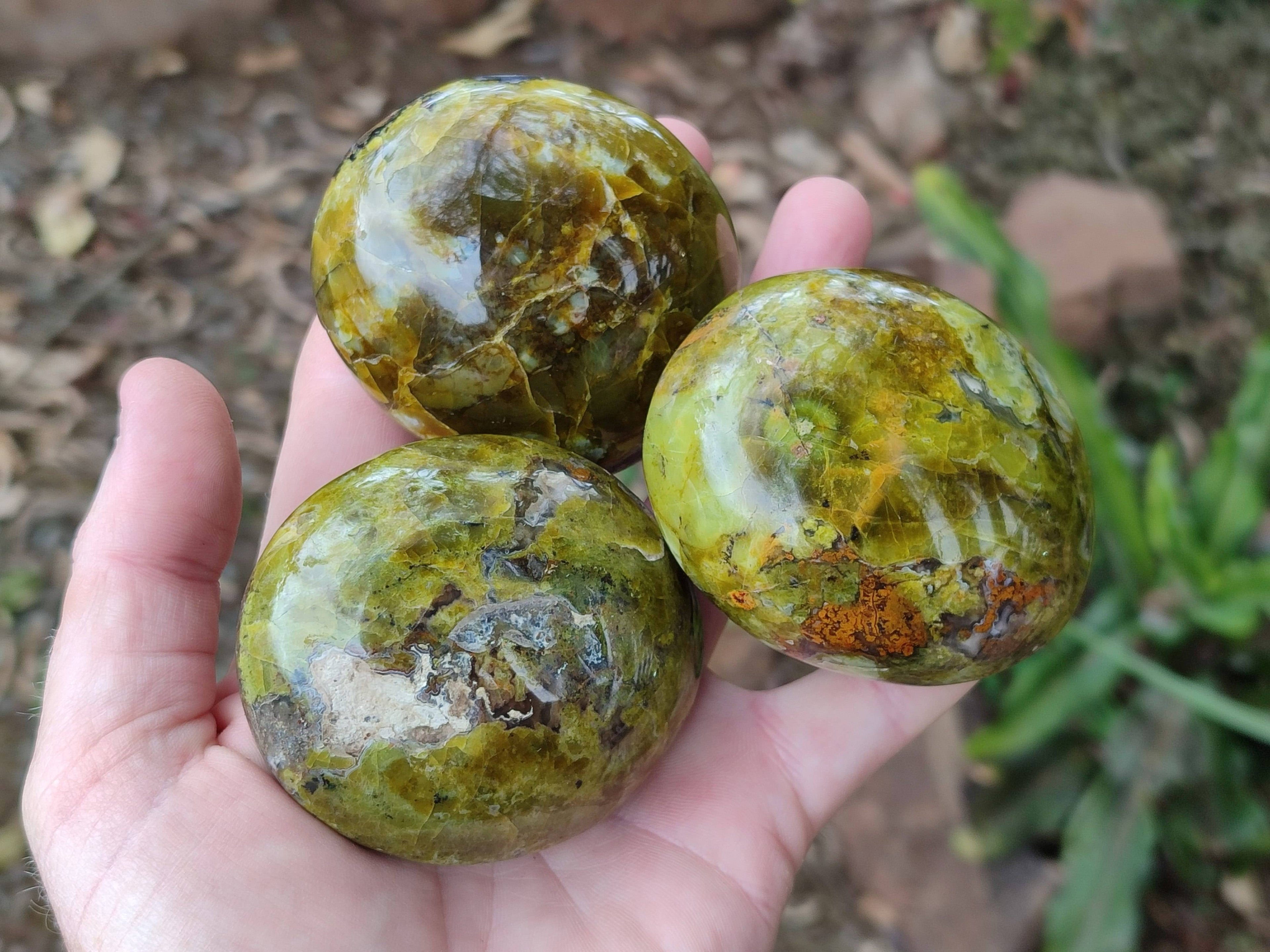 Polished Green Opal Palm Stones x 6 From Madagascar - Toprock Gemstones and Minerals 