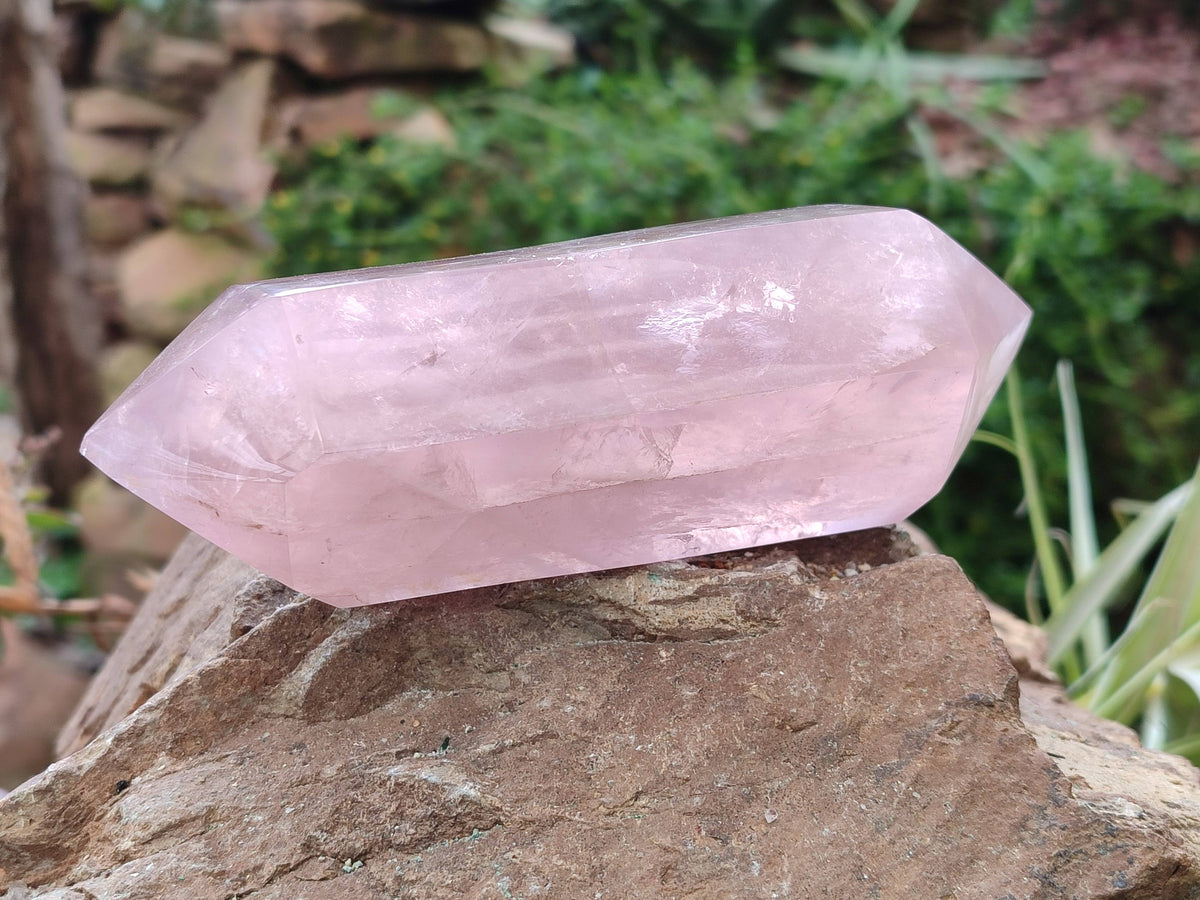 Polished Double Terminated Rose Quartz Points x 2 From Madagascar - Toprock Gemstones and Minerals 