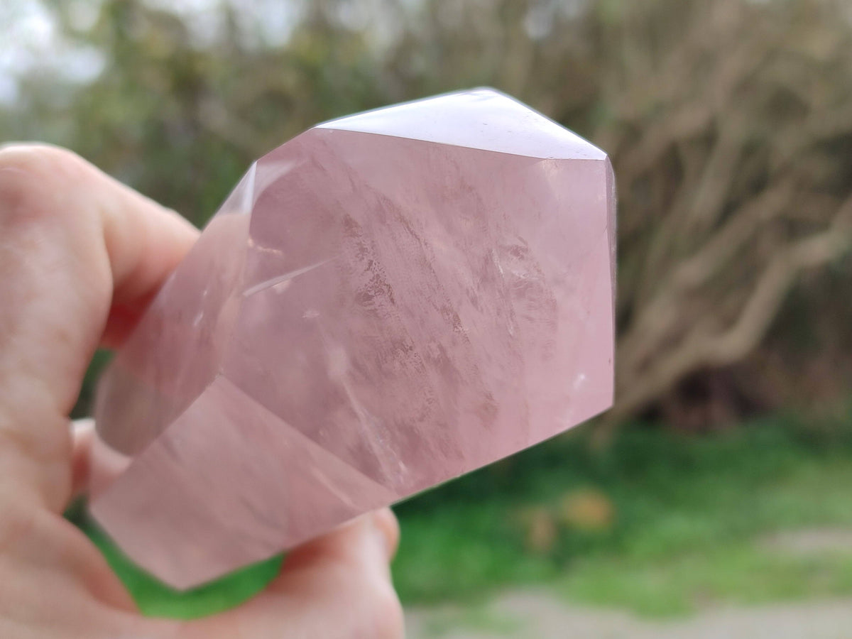 Polished Double Terminated Rose Quartz Points x 2 From Madagascar - Toprock Gemstones and Minerals 