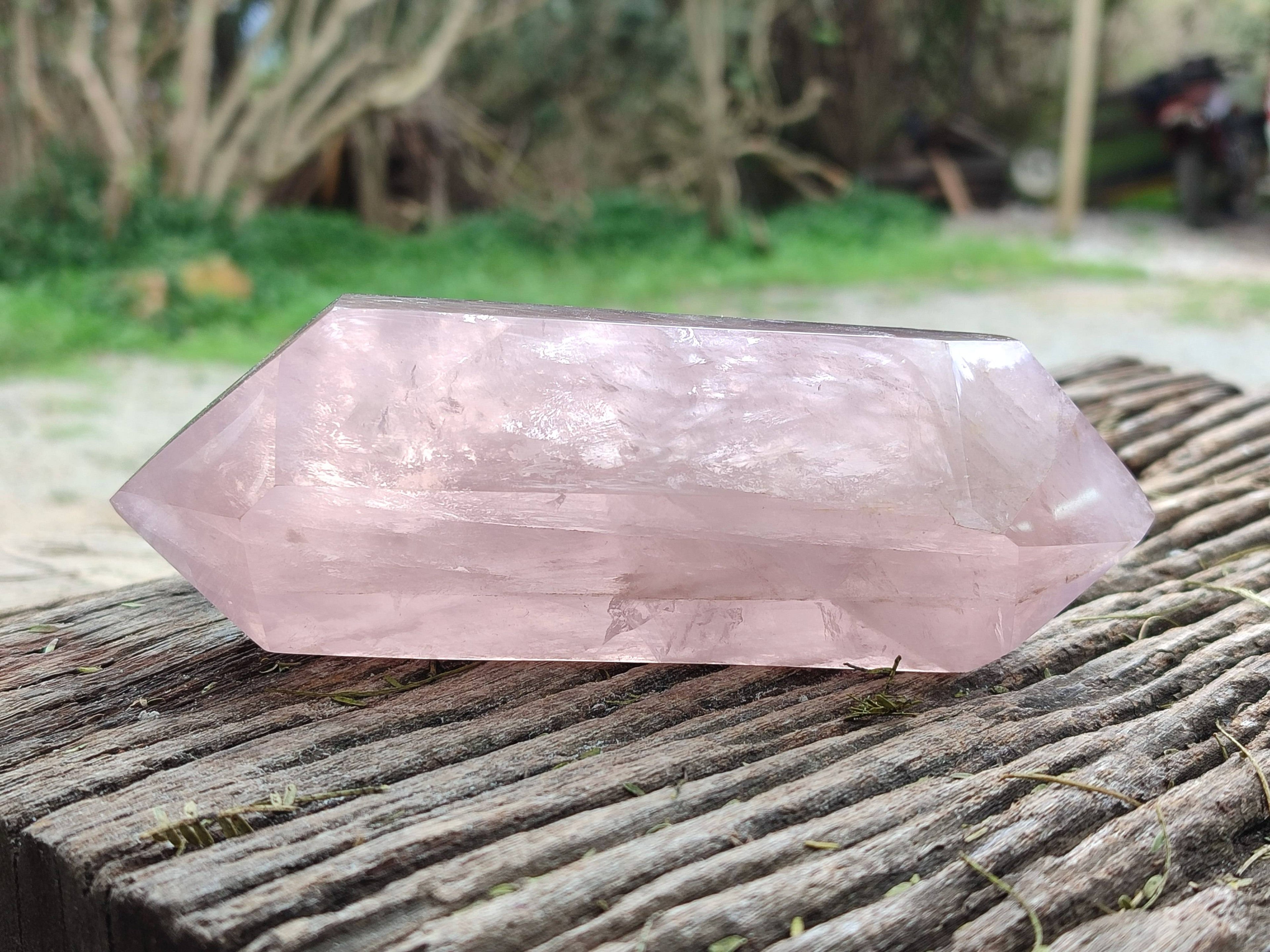 Polished Double Terminated Rose Quartz Points x 2 From Madagascar - Toprock Gemstones and Minerals 