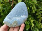 Polished Blue Lace Agate Standing Free Forms x 3 From Malawi - Toprock Gemstones and Minerals 