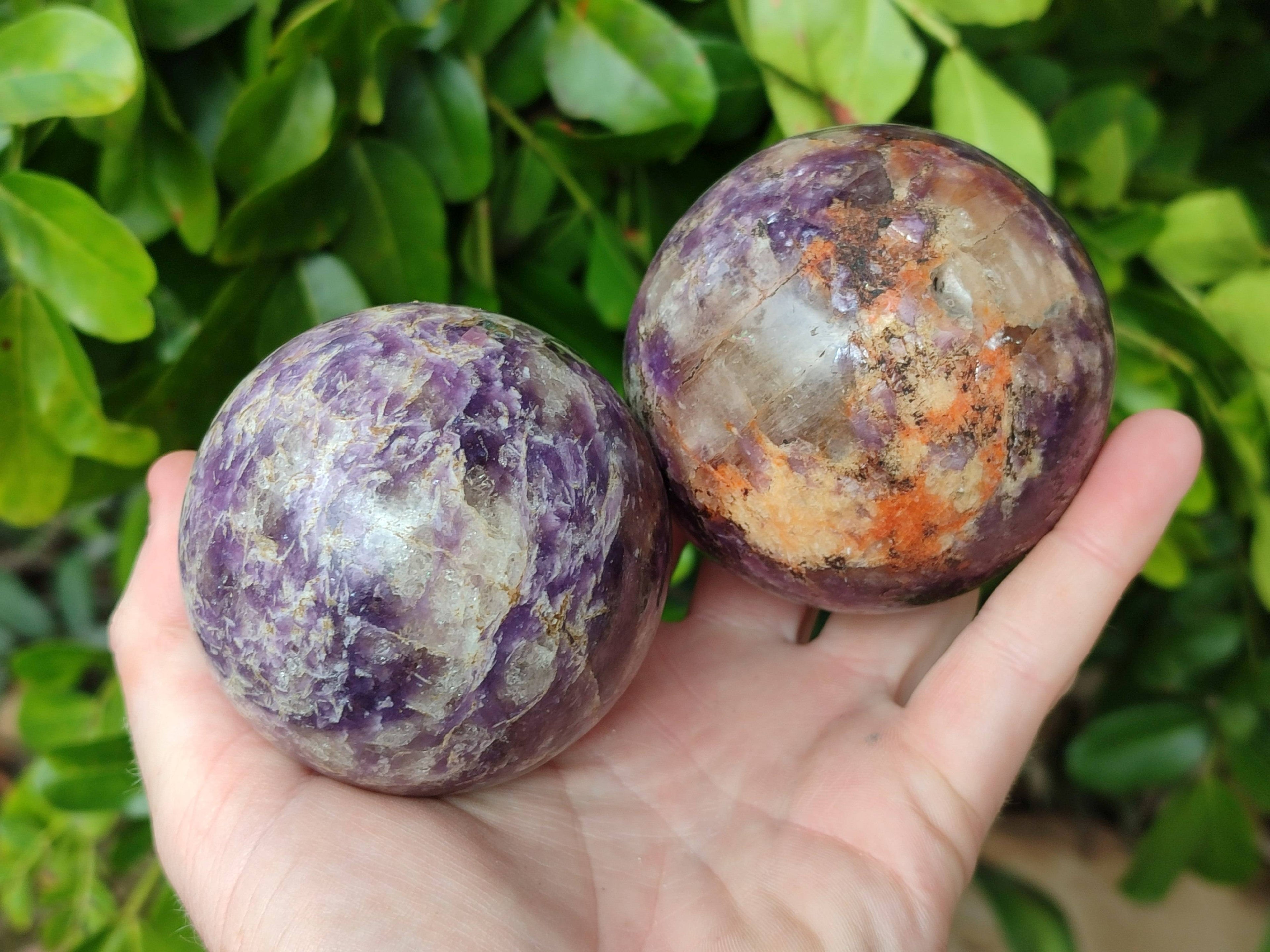 Polished Lepidolite Spheres x 4 From Ambatondrazaka, Madagascar - Toprock Gemstones and Minerals 