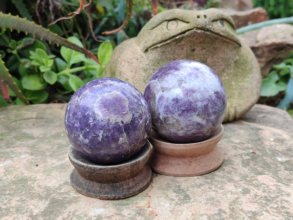 Polished Lepidolite Spheres x 4 From Ambatondrazaka, Madagascar - Toprock Gemstones and Minerals 