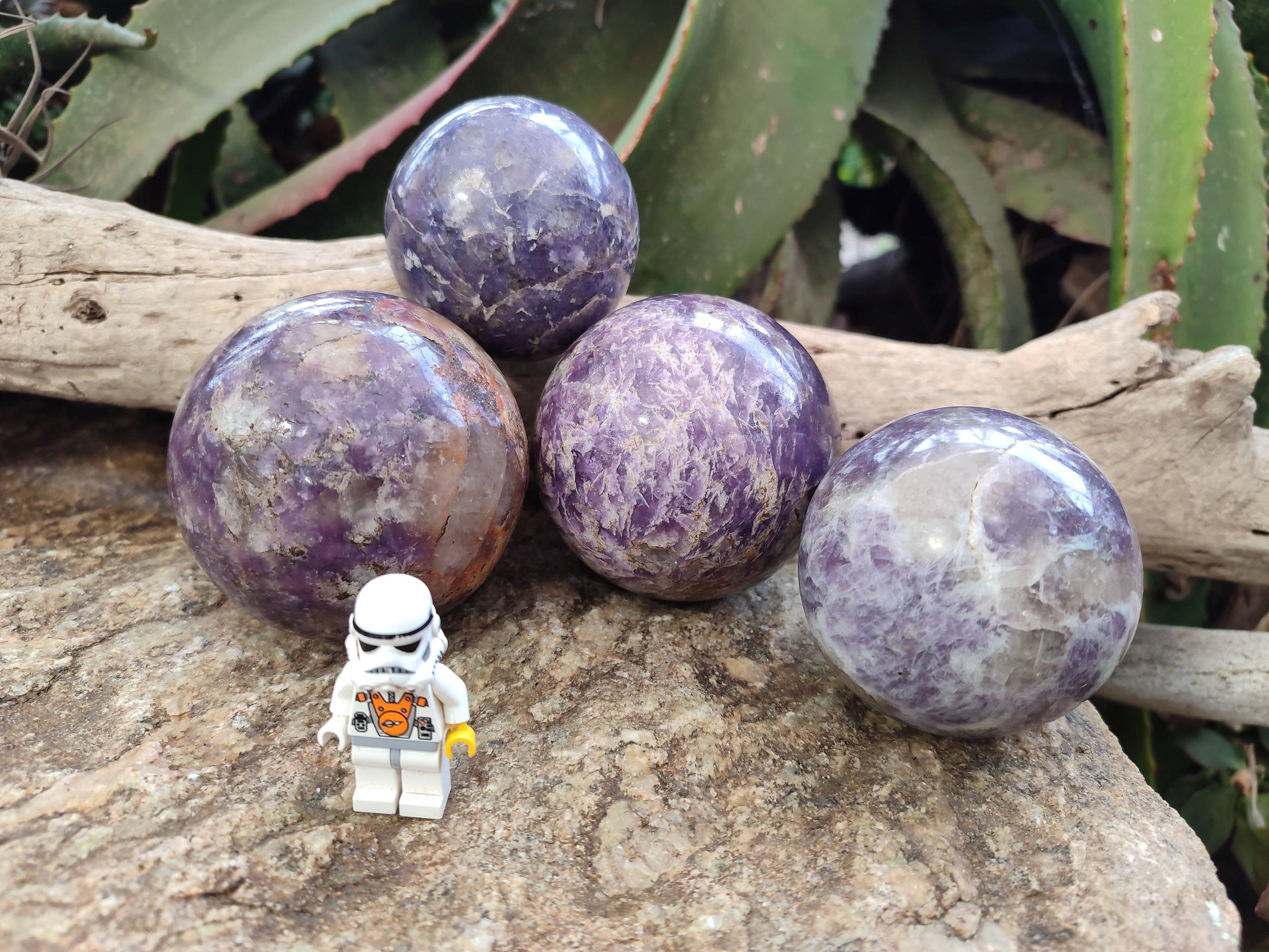 Polished Lepidolite Spheres x 4 From Ambatondrazaka, Madagascar - Toprock Gemstones and Minerals 