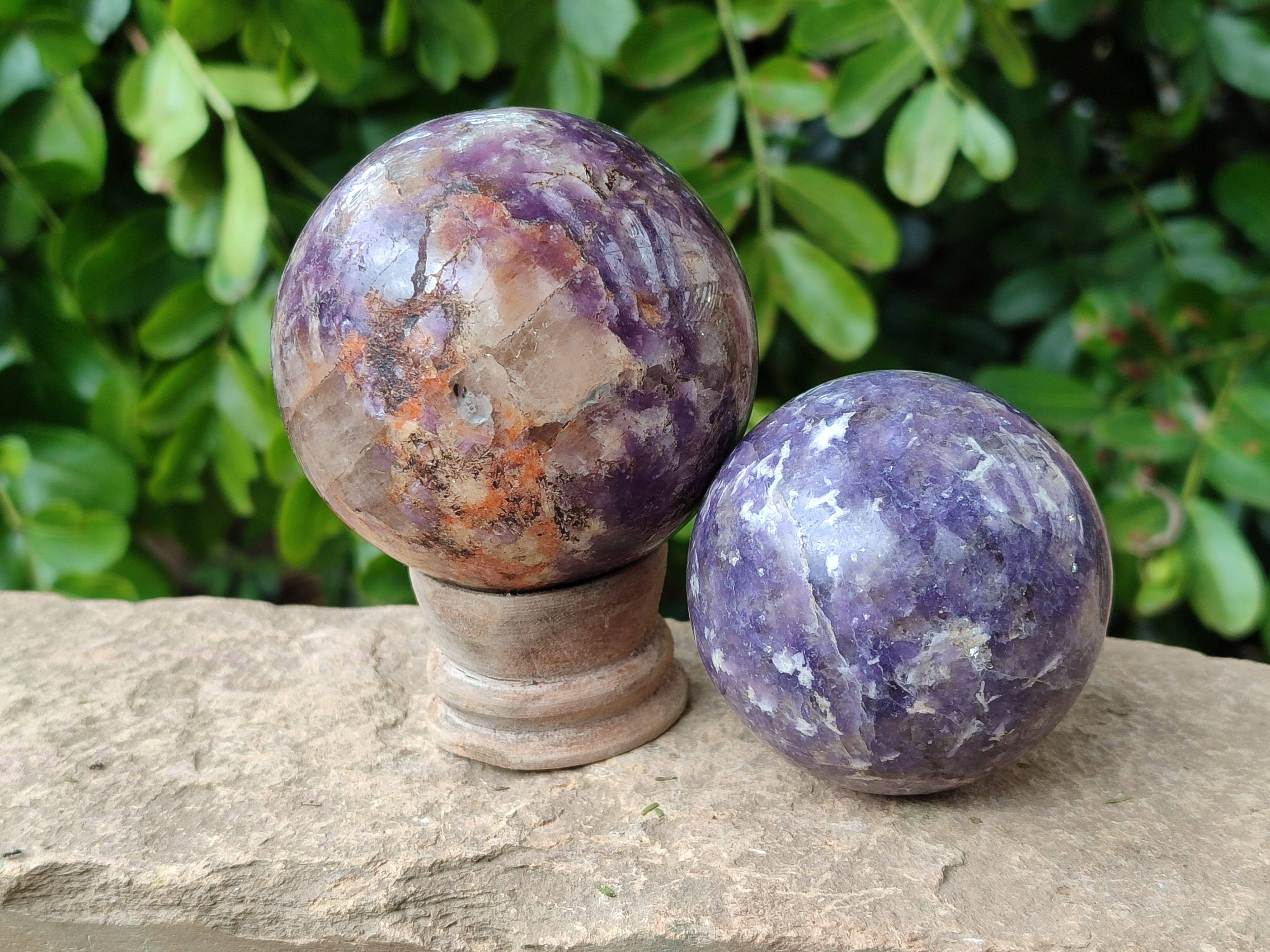 Polished Lepidolite Spheres x 4 From Ambatondrazaka, Madagascar - Toprock Gemstones and Minerals 