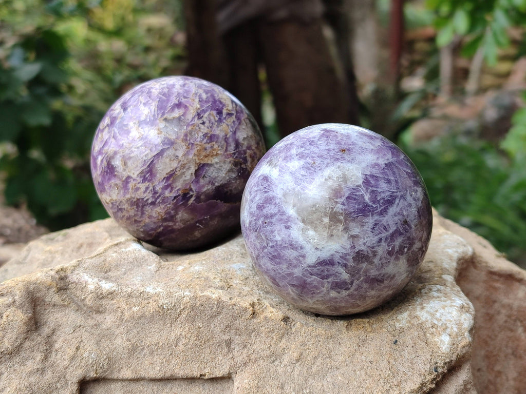 Polished Lepidolite Spheres x 4 From Ambatondrazaka, Madagascar - Toprock Gemstones and Minerals 