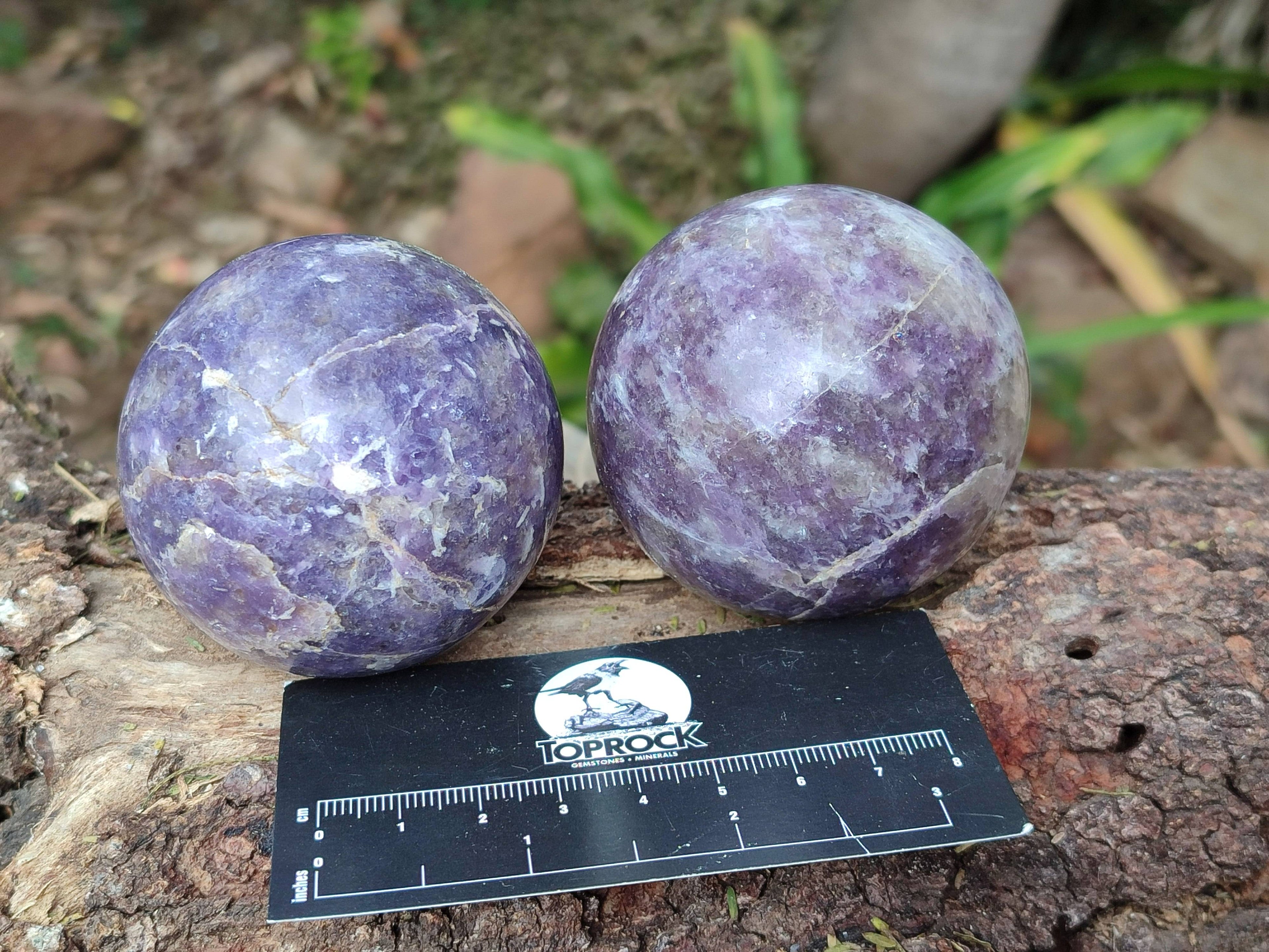 Polished Lepidolite Spheres x 4 From Ambatondrazaka, Madagascar - Toprock Gemstones and Minerals 