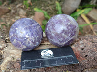 Polished Lepidolite Spheres x 4 From Ambatondrazaka, Madagascar