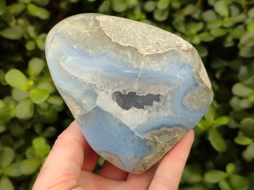 Polished Blue Lace Agate Standing Free Forms x 2 From Malawi - Toprock Gemstones and Minerals 