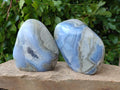 Polished Blue Lace Agate Standing Free Forms x 2 From Malawi - Toprock Gemstones and Minerals 