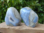 Polished Blue Lace Agate Standing Free Forms x 2 From Malawi - Toprock Gemstones and Minerals 