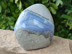 Polished Blue Lace Agate Standing Free Forms x 2 From Malawi - Toprock Gemstones and Minerals 