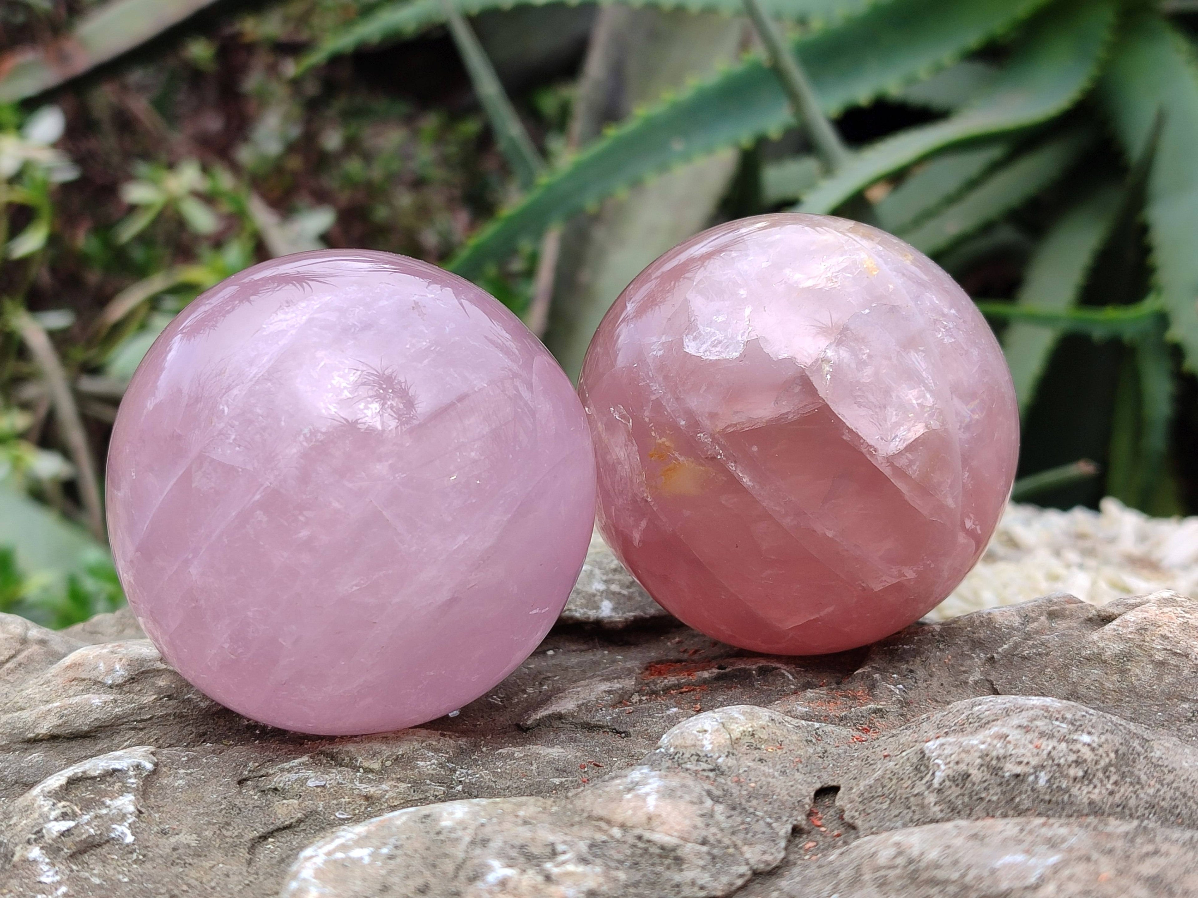 Polished Star Rose Quartz Spheres x 4 From Madagascar - Toprock Gemstones and Minerals 