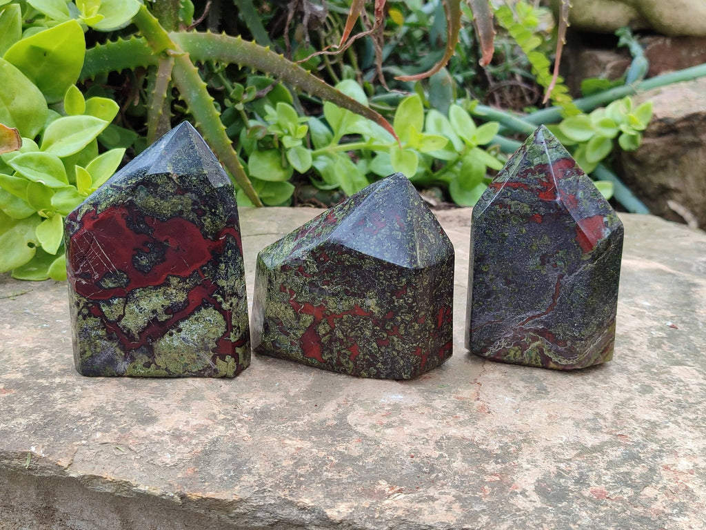 Polished Bastite Dragon Bloodstone Points x 6 From South Africa - Toprock Gemstones and Minerals 