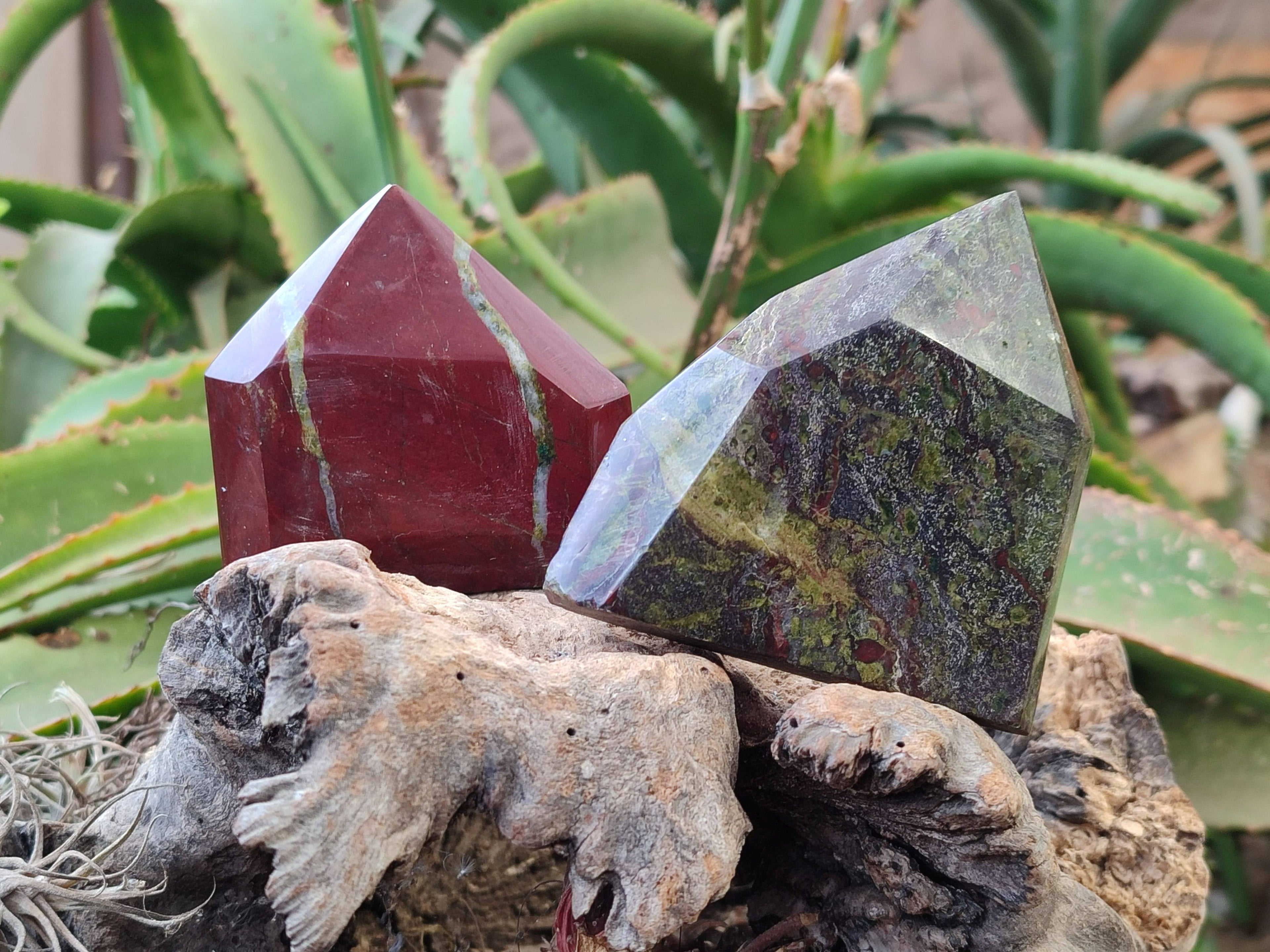 Polished Bastite Dragon Bloodstone Points x 6 From South Africa - Toprock Gemstones and Minerals 