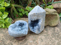 Polished Celestite Items x 2 From Sakoany, Madagascar