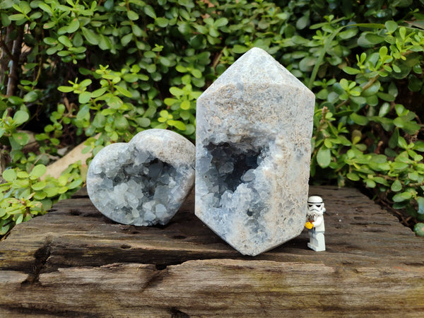 Polished Celestite Items x 2 From Sakoany, Madagascar