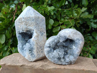 Polished Celestite Items x 2 From Sakoany, Madagascar