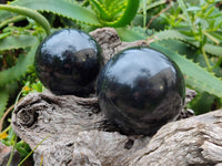 Polished Black Basalt Spheres x 3 From Antsirabe, Madagascar