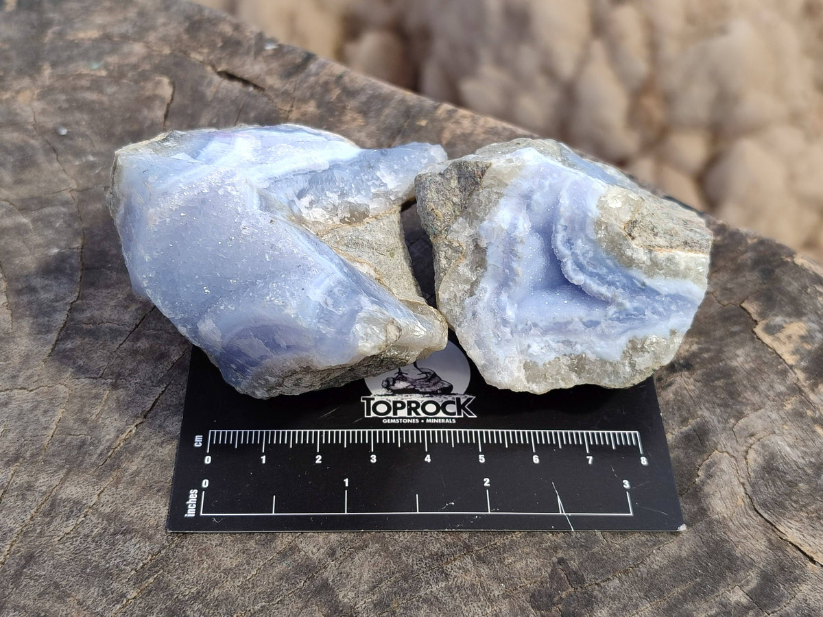 Natural Blue Lace Agate Geode Specimens x 24 From Malawi - Toprock Gemstones and Minerals 