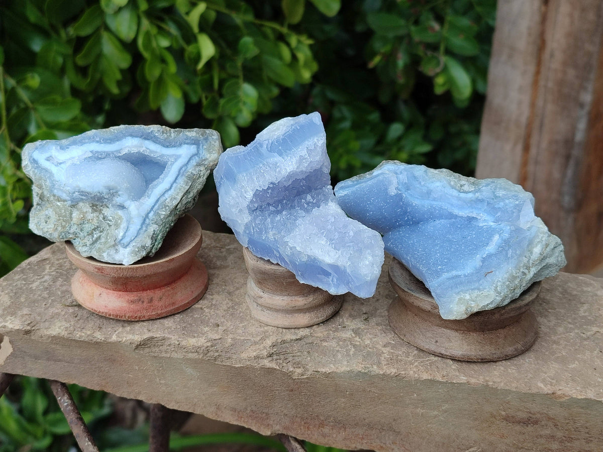 Natural Blue Lace Agate Geode Specimens x 24 From Malawi - Toprock Gemstones and Minerals 