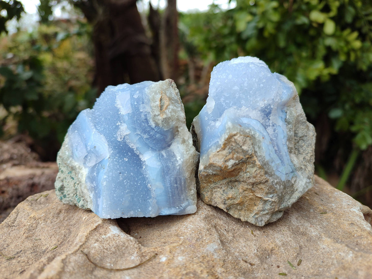 Natural Blue Lace Agate Geode Specimens x 24 From Malawi - Toprock Gemstones and Minerals 