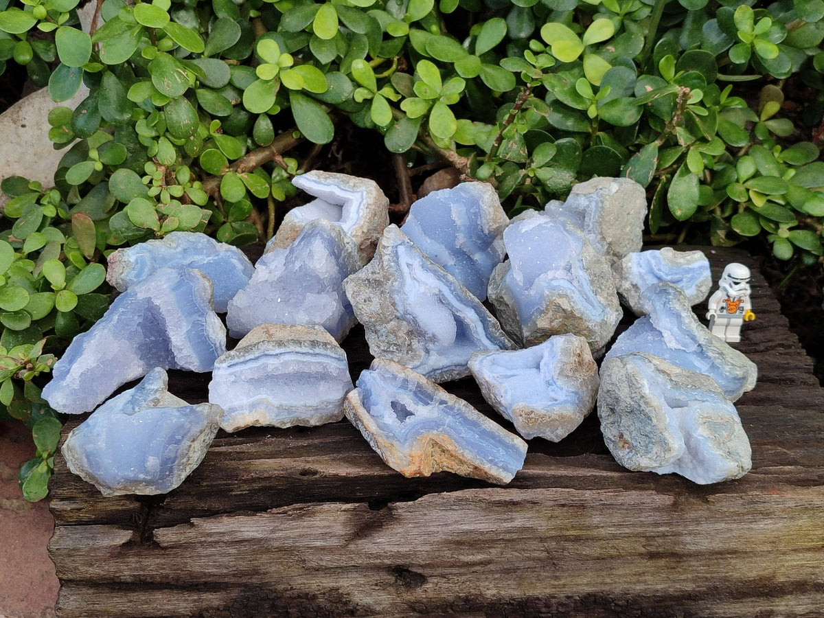 Natural Blue Lace Agate Geode Specimens x 24 From Malawi - Toprock Gemstones and Minerals 