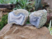 Natural Blue Lace Agate Geode Specimens x 24 From Malawi