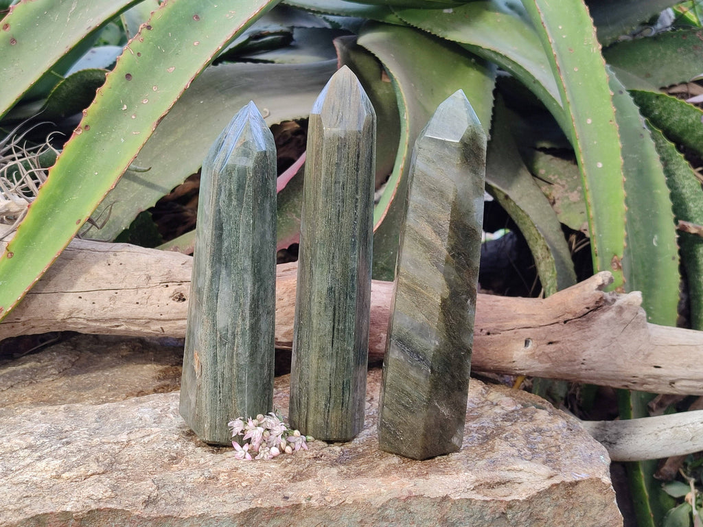 Polished Green Fuchsite Points x 3 From Madagascar - Toprock Gemstones and Minerals 