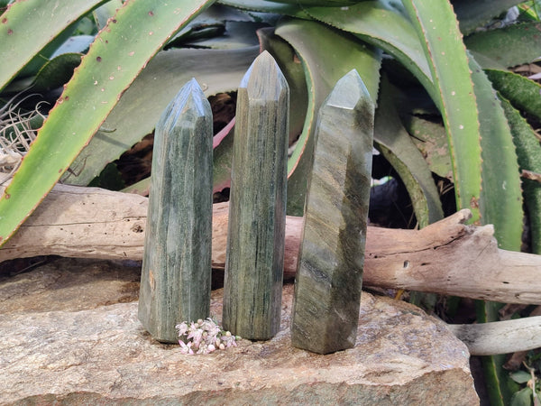 Polished Green Fuchsite Points x 3 From Madagascar