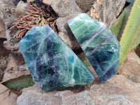 Polished On One Side Watermelon Fluorite x 2 From Uis, Namibia - Toprock Gemstones and Minerals 