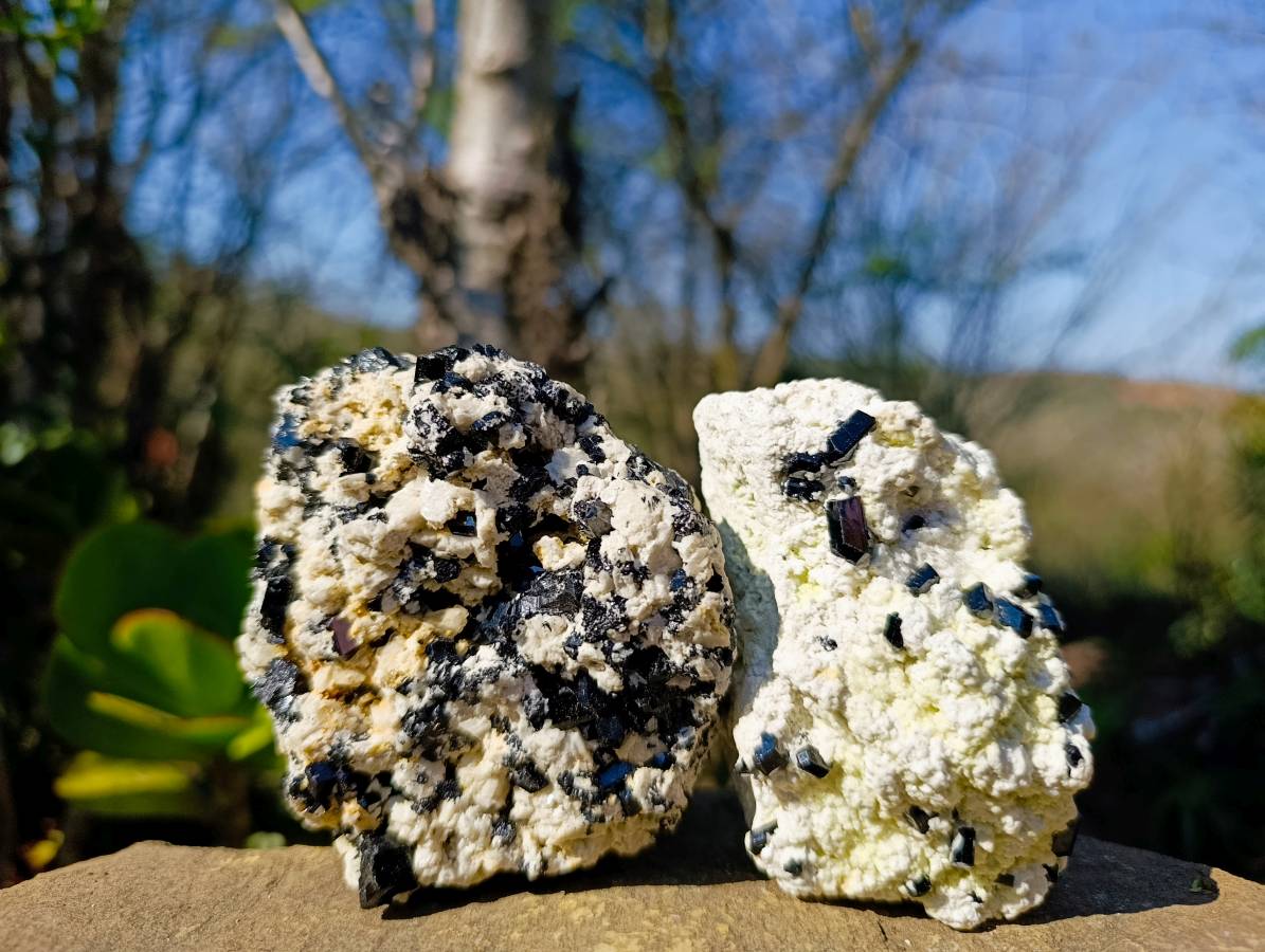 Natural Schorl Black Tourmaline Specimens x 3 From Namibia - Toprock Gemstones and Minerals 