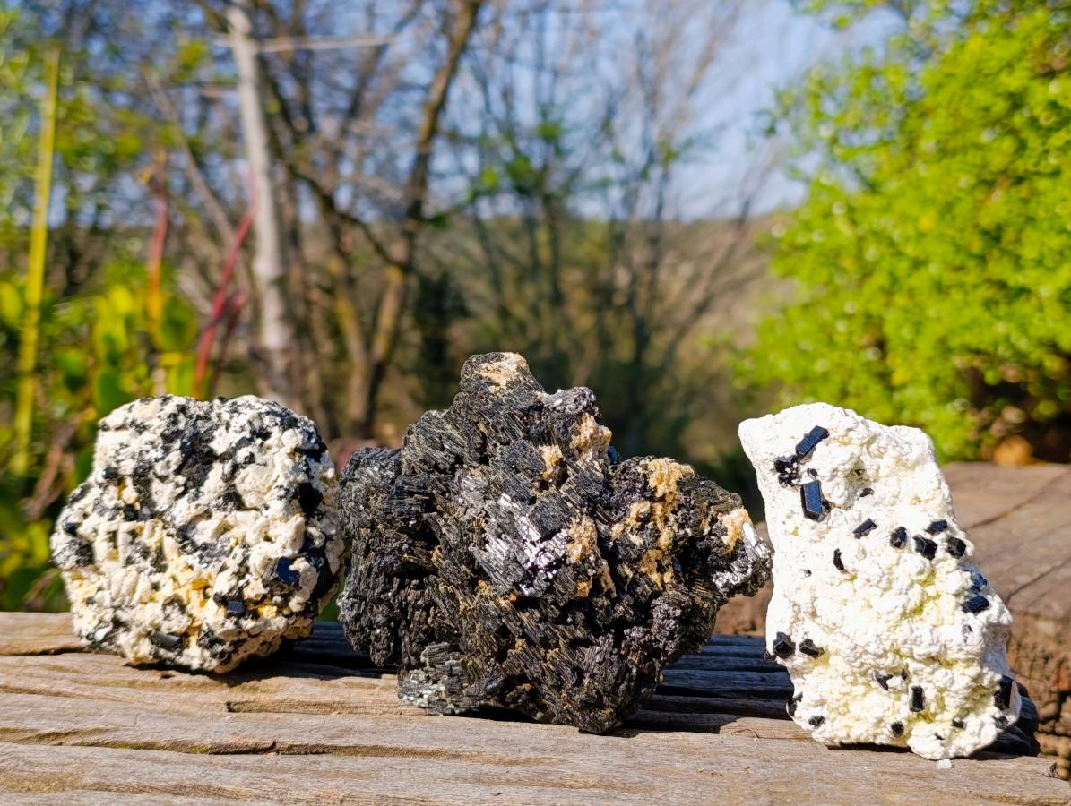 Natural Schorl Black Tourmaline Specimens x 3 From Namibia - Toprock Gemstones and Minerals 