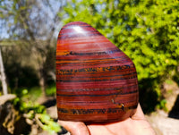 Polished Tiger Iron Jasper Standing Free Forms x 3 From South Africa