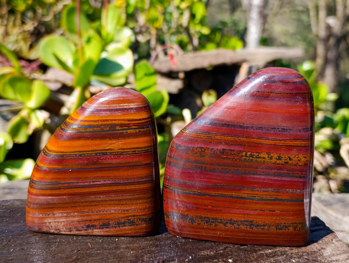 Polished Tiger Iron Jasper Standing Free Forms x 3 From South Africa - Toprock Gemstones and Minerals 