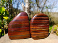 Polished Tiger Iron Jasper Standing Free Forms x 3 From South Africa - Toprock Gemstones and Minerals 