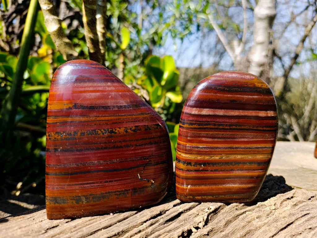 Polished Tiger Iron Jasper Standing Free Forms x 3 From South Africa - Toprock Gemstones and Minerals 