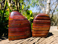 Polished Tiger Iron Jasper Standing Free Forms x 3 From South Africa