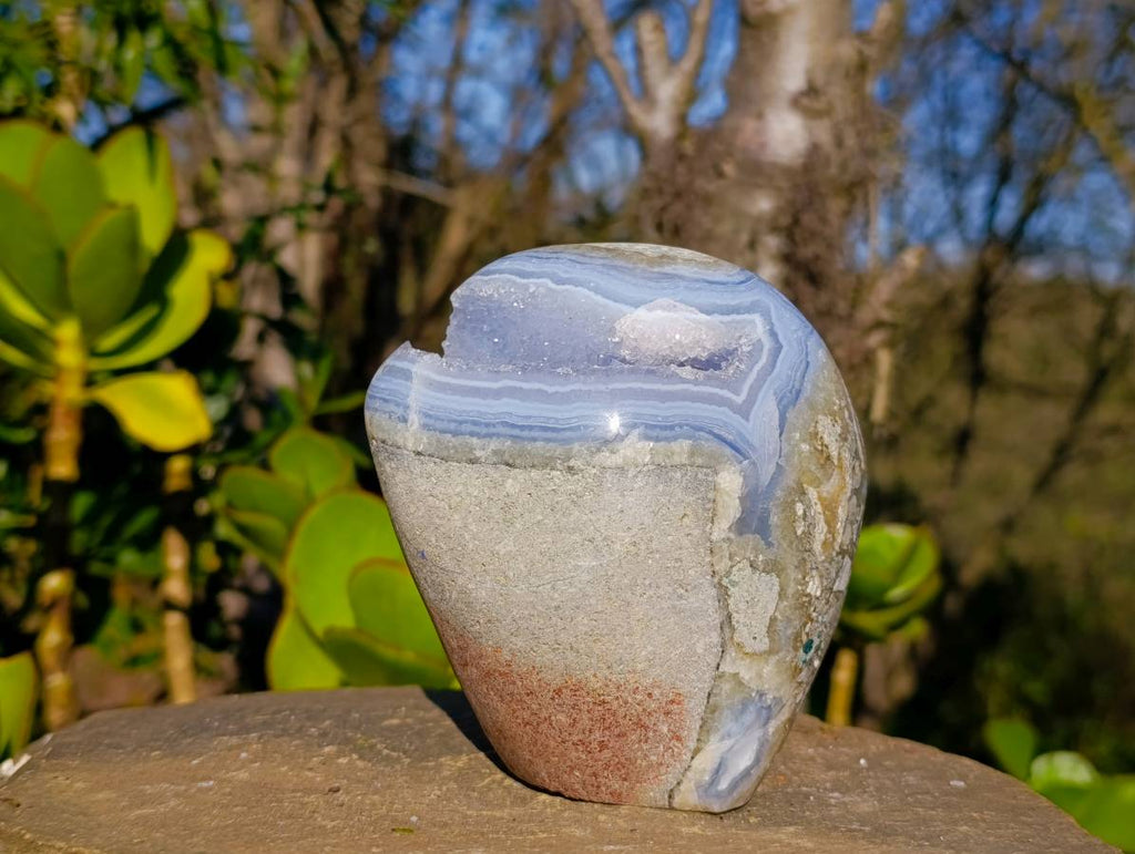 Polished Blue Lace Agate Standing Free Form x 1 From Malawi - Toprock Gemstones and Minerals 
