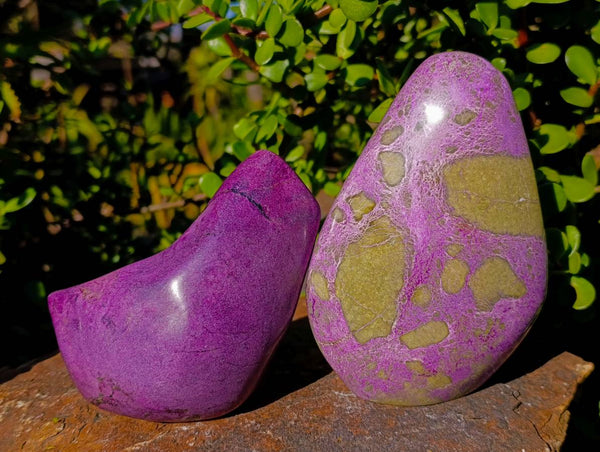 Polished Stichtite Standing Free Forms x 2 From Barberton, South Africa