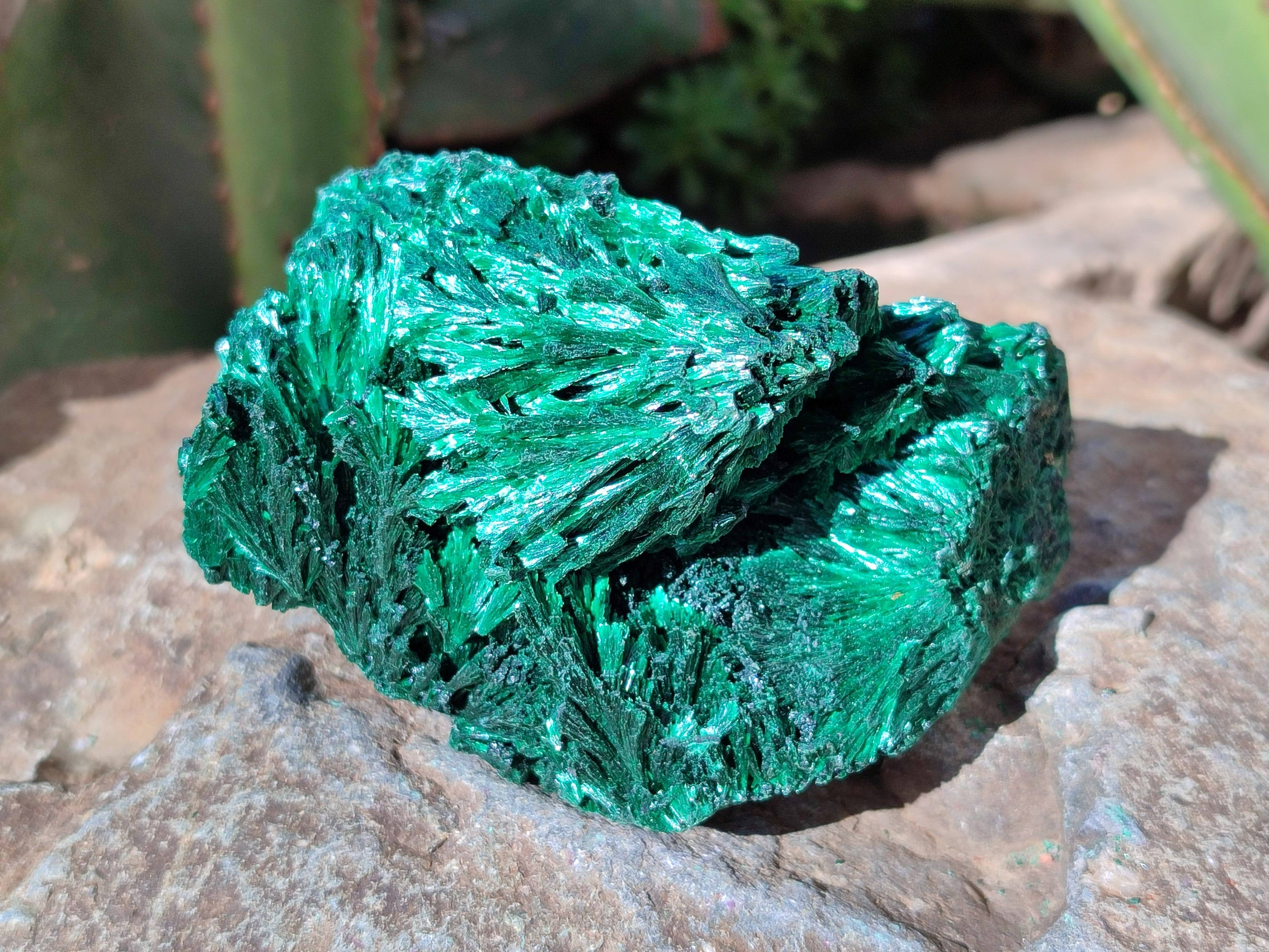 Natural Silky Malachite Specimens x 2 From Kasompe, Congo - Toprock Gemstones and Minerals 