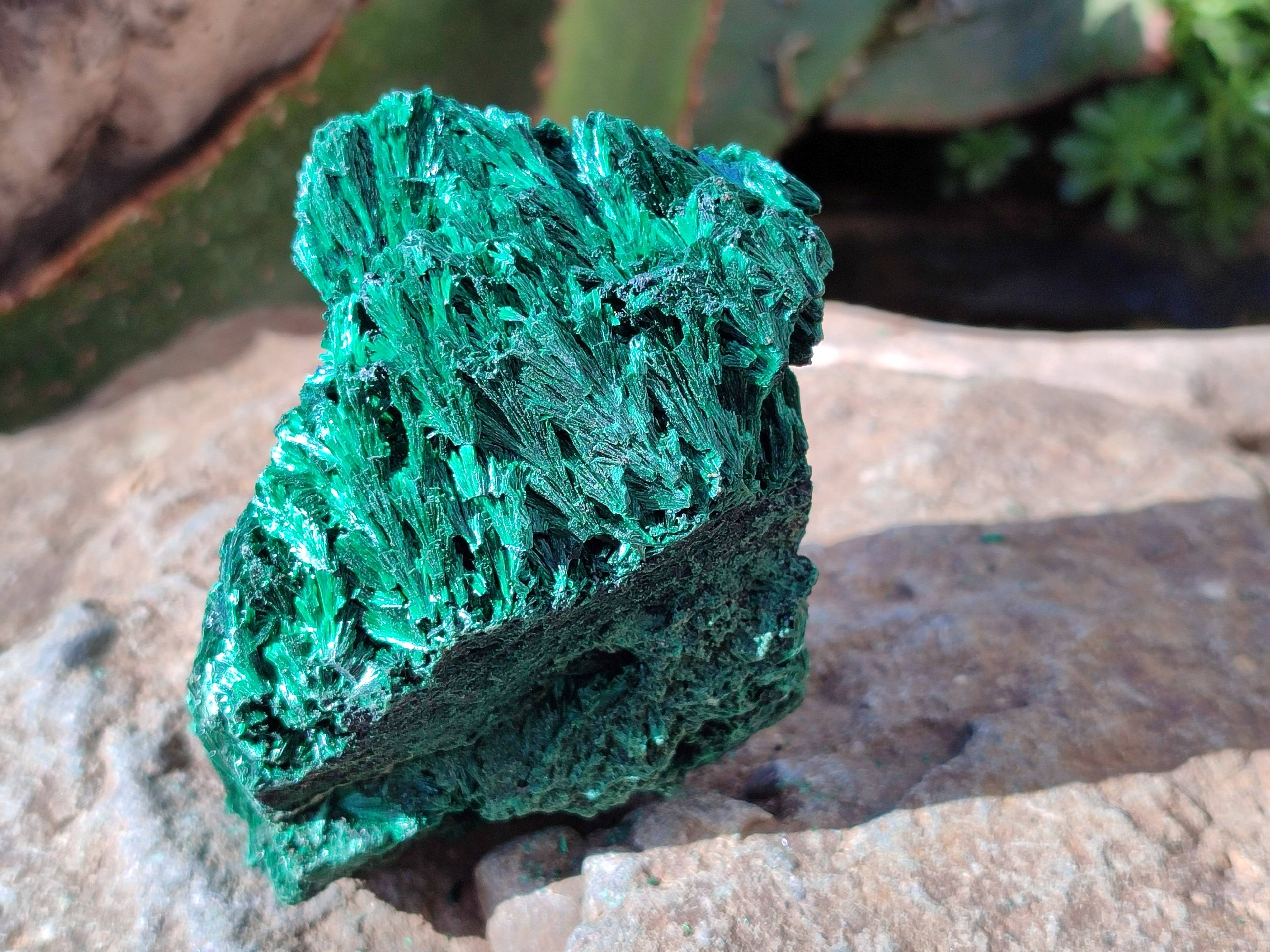 Natural Silky Malachite Specimens x 2 From Kasompe, Congo - Toprock Gemstones and Minerals 